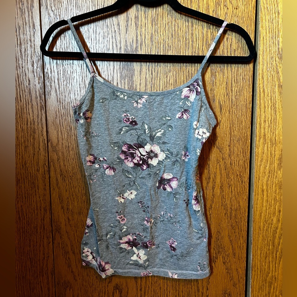 Grey floral tank top size small.